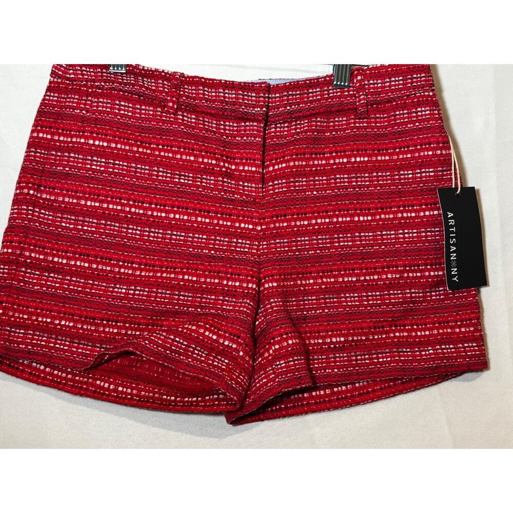 New Artisan NY Red Tweed Shorts Women's Sz 2 low rise‎ pockets preppy workwear